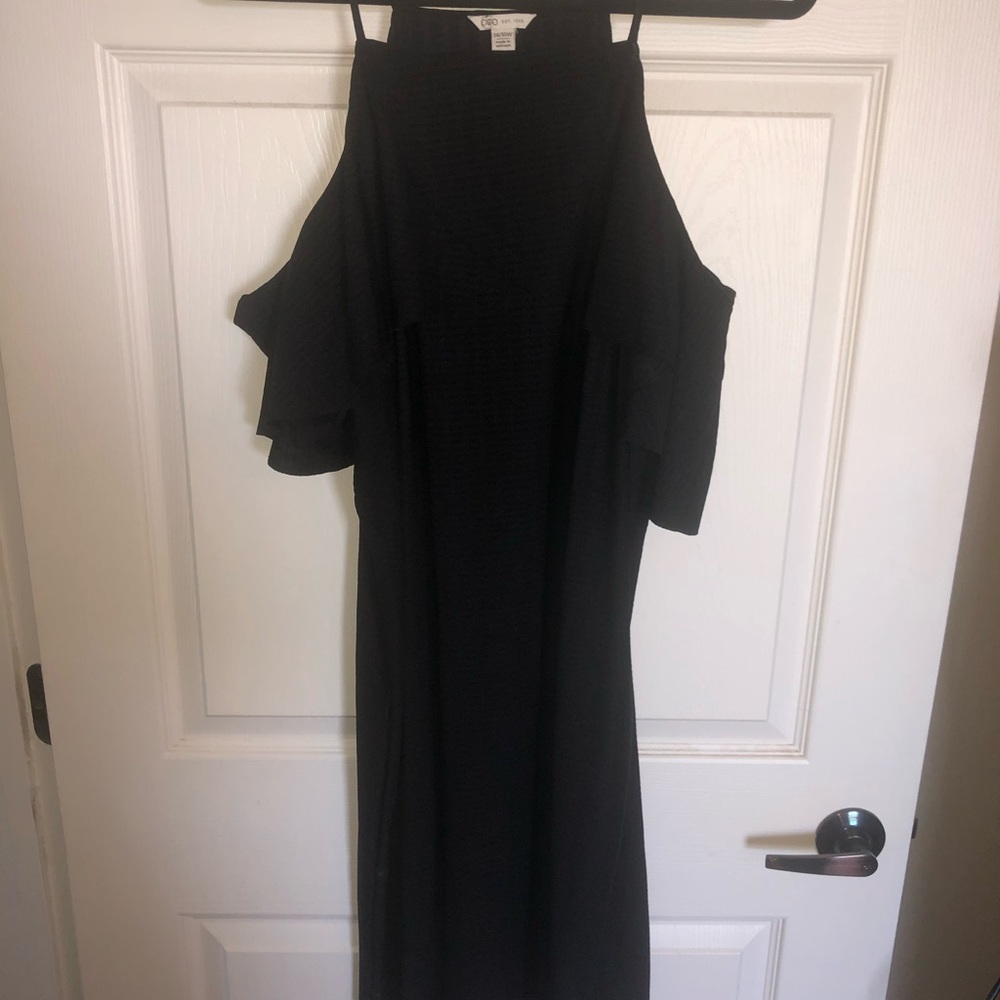 Black cold shoulder dress